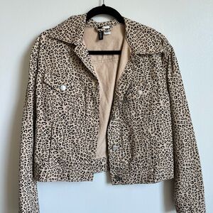 Patterned Twill Leopard-print Jacket Size Small